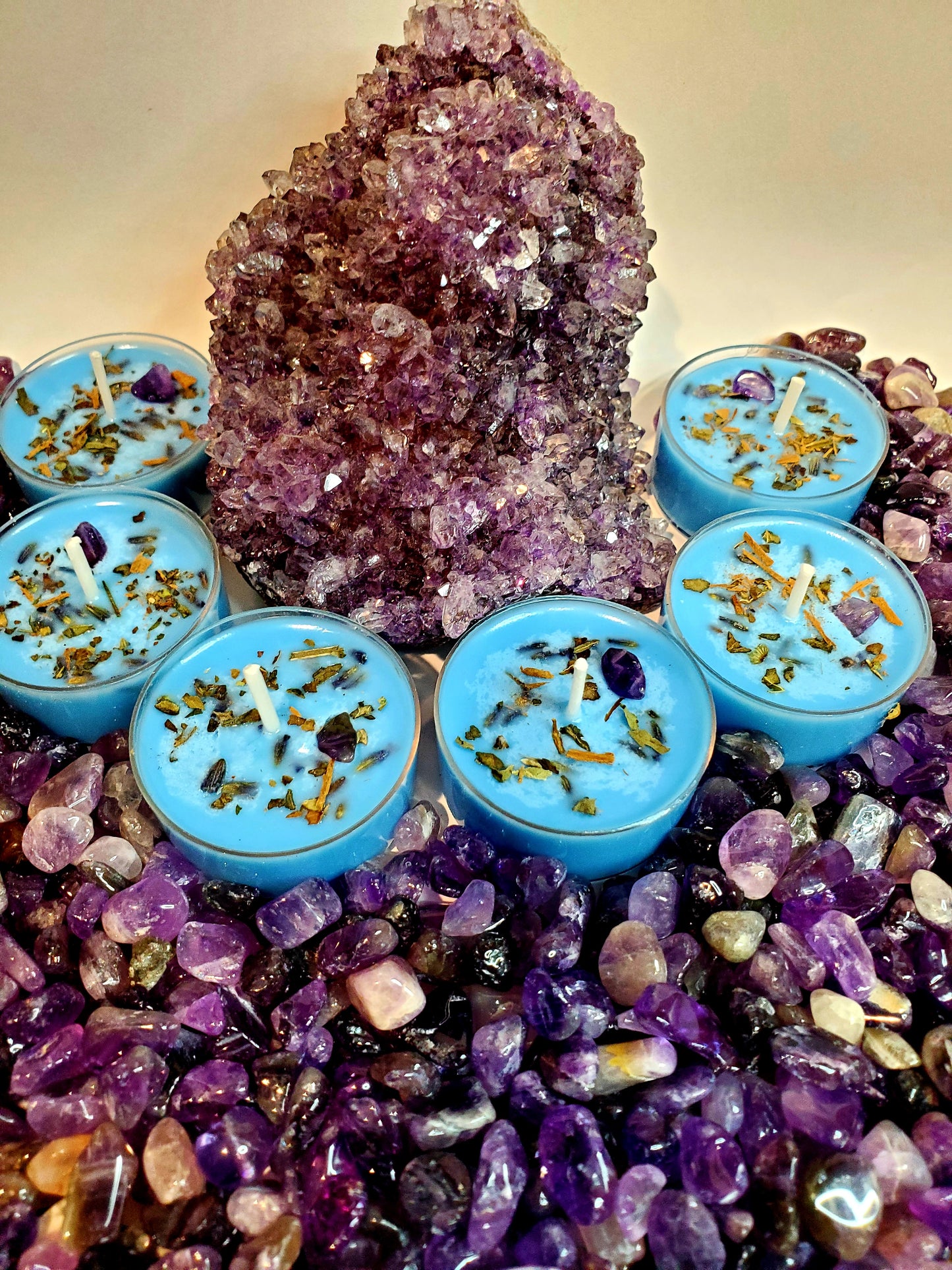 3 Calming Mind Amethyst tea light candles